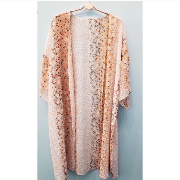 Peach Floral Boho Kimono - NEW - Picture 2 of 5